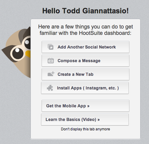 Create a new tab in hootsuite
