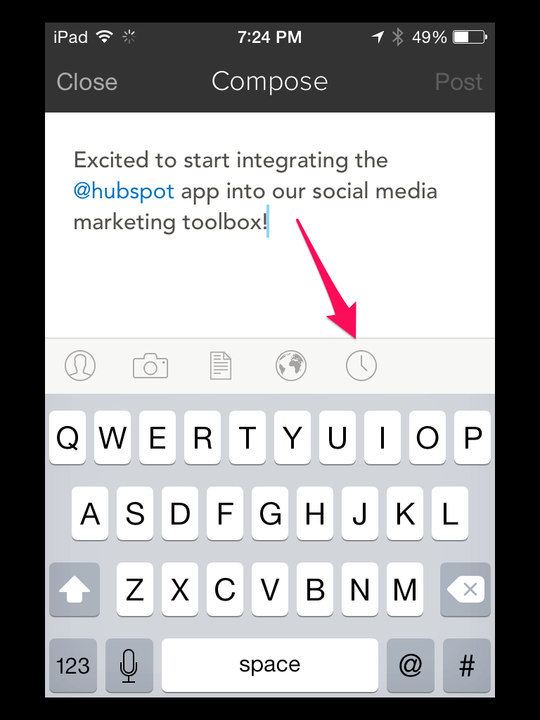 Schedule your social media post in Hubspot app